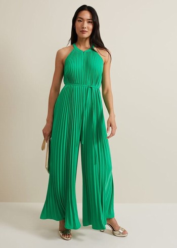 Phase Eight Brea Pleat Jumpsuit Green Australia | QK7891520